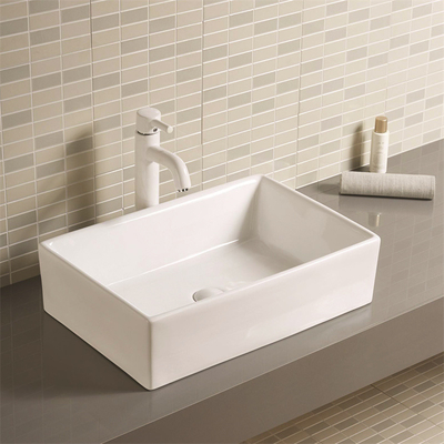 بالوعة الحمام ذات السطح السلس تصميم رائع وقوي من السيراميك لحوض غسيل مستطيل الشكل
